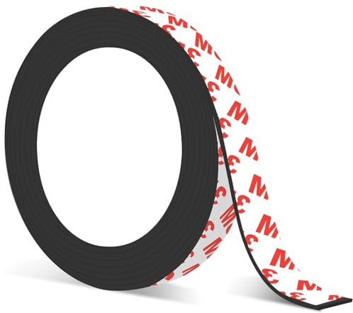 Magnetic Tape, Magnetic Strips with 3M self Adhesive Backing (15mm Wide x 3 m Long), Magnet Tape Strip Roll Perfect for DIY, Art Projects, whiteboards & Fridge Organization