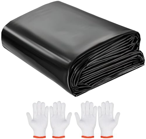 Malloom Grande pellicola per laghetto 10 x 13 piedi, 20 Mil, resistente ai raggi UV, pellicola preformata, pellicola per laghetti in HDPE facile da ritagliare per cascate, laghetti di pesce o code
