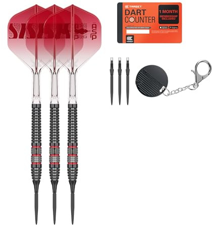Target Darts Nathan Aspinall Steel Tip 95K Dart Set, 26G | 95% Tungsten Darts, K-Flex No.2 Flights & Shafts, Swiss Storm Black & SP Tool Included | Player Edition Professional Dart Sets