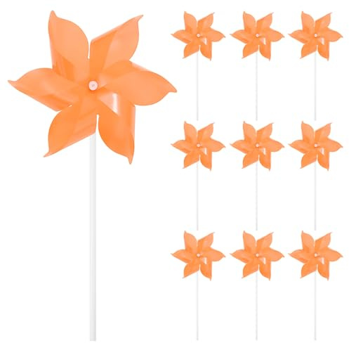 M METERXITY 10-Pack Sei Lame Girandole Arcobaleno 9.1 Pollici Spinner Vento Plastica Per Decorazioni Feste/Giardino/Cortile giochi Spinner Vento [Arancione]