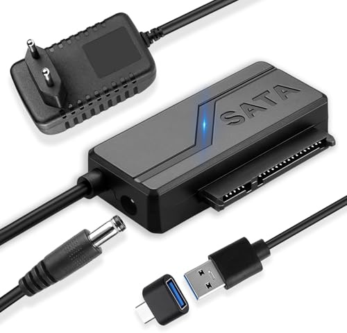 Witfoam 6Gbps Cable SATA a USB, Adaptador USB 3.0 a SATA para Discos Duros HDD/SSD de 2,5/3,5 Pulgadas, Convertidor SSD/HDD Compatible con Windows/MacOS/Linux, UASP, para Disco Duro Externo
