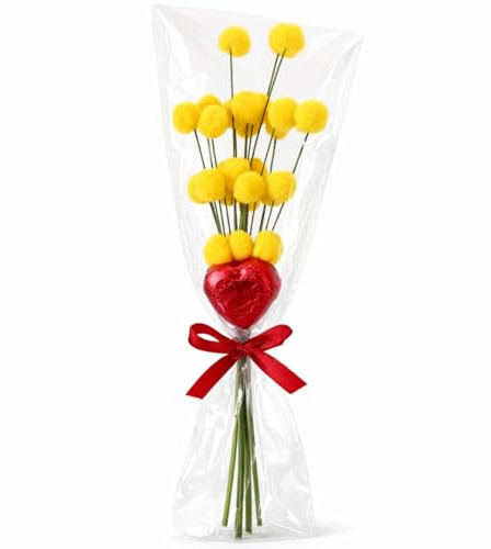 OTHERWISETRIVIAL Idea Regalo Festa della Mamma - Rosa Rossa Artificiale con Cioccolatino al Latte a Forma di Cuore e un Cuore Luminoso 6cm - Confezione Regalo Elegante