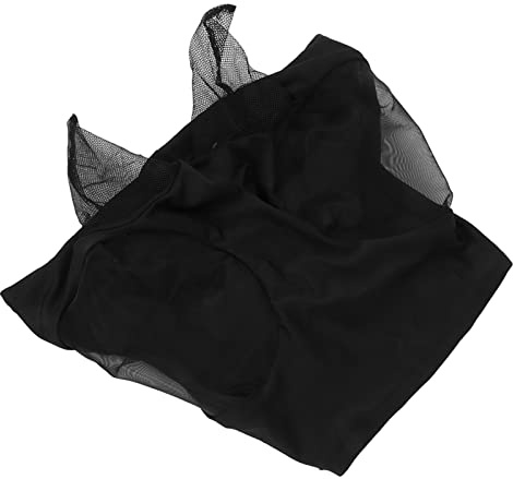 Alomejor Alomejor Máscara contra Moscas de Malla para Caballos, Cubierta Elástica Transpirable para la Cara del Caballo con Protección para los Oídos para Montar en Equipo Ecuestre, Tejido de Punto,