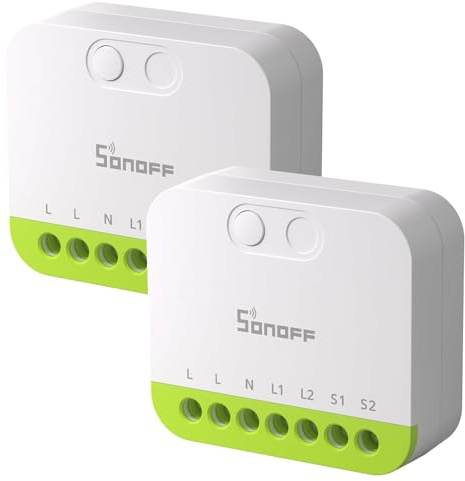 SONOFF MINI Duo 2-kanals Zigbee Smart Switch, Zigbee 3.0, 16A total belastning, fjärrkontroll via Zigbee Hub, neutral ledare krävs, kompatibel med Alexa/Google, 2-pack