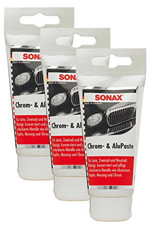 3x Sonax 03080000 Chrome and Aluminium Paste Polish Care Paste 75 ml