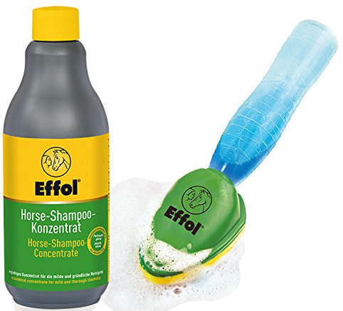 Effol Set : Horse Shampoo Konzentrat - 500ml Flasche & Shampoonier Bürste