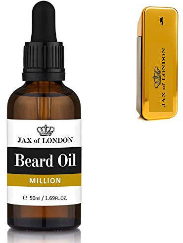 Jax of London Million Bartöl für Männer 50 ml Bartpflegeöl, Bartwachstumsöl für Männer, besteht aus Vitamin E, Avocadoöl, Mandelöl, Jojobaöl, Luxuriös duftendes Bartöl, Herrenköln-Duft