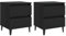 vidaXL 2X Nachttisch mit 2 Schubladen Metallbeinen Nachtschrank Nachtkonsole Nachtkommode Schlafzimmer Schrank Kommode Schwarz 40x35x50cm Holzwerkstoff