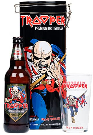 Iron Maiden Beer (500ml) & Branded Glass Gift by Blue Tree Gifts ( package may vary)