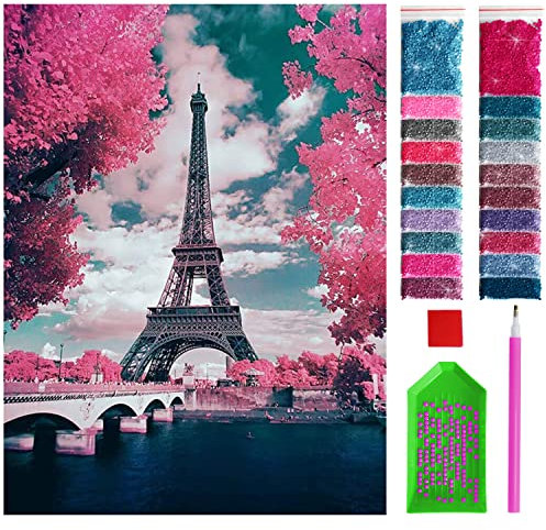 ARTULIO Diamond Painting Set - Paris mit Eiffelturm - 30x40 cm – 5D Diamant Painting Bilder, Diamond Painting Erwachsene