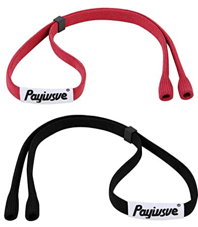 Payivsve Sportbrillenband | Brillenband für Sportbrillen und Sonnenbrillen | Brille Sportband & fester Halter aus Stoff(Rot+Schwarz)