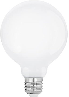 EGLO E27 LED Lampe, Glühbirne Globe Milky, 9 Watt (entspricht 75 Watt), 1055 Lumen, Leuchtmittel warmweiß, 2700 K, Glühlampe G95, Ø 9,5 cm