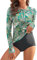 WOWENY Damen Schwimmshirt Langarm 1/4 Zip badeshirt Rashguard Sonnenschutz Swimsuits Bademode surf Shirt Strand Swimming Vest,PZ,M