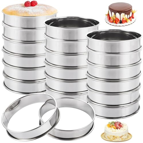 LOPYXBR 20 anillos de crumpet, 10,5 cm, redondos, para magdalenas, postres, para hornear, para tartas, de acero inoxidable, para postres, pasteles, cocinar, hornear