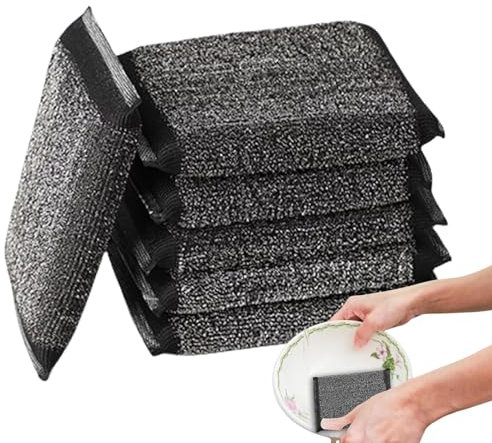 Éponge en Acier Inoxydable - 6 Éponge À Récurer en Acier Inoxydable,13x8,5x2cm Éponges À Récurer De Cuisine,Éponge Métallique À Récurer Réutilisable,pour Un Nettoyage en Profondeur De La Vaisselle