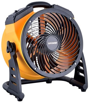 XPower Trasportatore d'aria industriale ad alta velocità per tutta la stanza, circolazione dell'aria, ventilatore a pavimento multiuso a velocità variabile (giallo, FC-100 900CFM)
