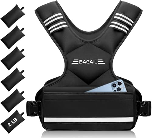 BAGAIL Gilet Zavorrato Regolabile: sacchetti di sabbia rimovibili, circonferenza toracica regolabile. Gilet fitness resistente unisex, ideale per allenamento di forza, aerobici e palestra.