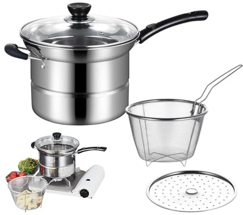 Noodle Cooker Pot à pâtes avec panier à tamis – Casserole vapeur en acier inoxydable avec couvercle pour la cuisine – Outil de cuisine pour frites, fruits de mer, oignons