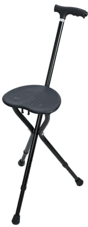 bephible Walking Stick with Seat, Folding Canes with Light and Seat, Adjustable Height Walking Stick for Seniors, Alloy Crutch Chair with Heavy Duty Walking Cane with Folding Seat 440 Lbs for Outdoor