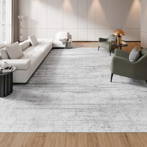 VEVOR Area Rug, 10 x 14 ft Large Washable Rug, Non-Slip and Tear-Resistant Soft Carpet, Pet & Child Friendly Modern Area Rugs, Indoor Mat for Bedroom, Office, Living Room, Kids Room, Entryway, Gray
