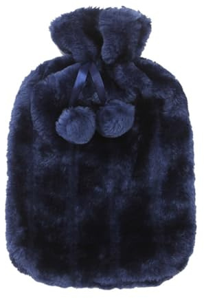 WäRmflasche Wärmflaschenbezug, 2000 ml, abnehmbarer aus Fleece, kältebeständig, wärmeisolierende Bezüge, Heizkissenbezug for den Winter(Blue)