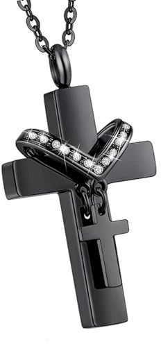 ZHGFXIN Collier avec pendentif double croix en acier inoxydable résistant à la corrosion - Médaillon urne funéraire pour animal domestique