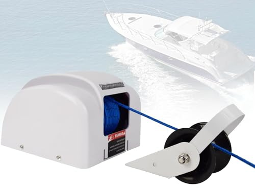 Electric Anchor Winch 12V for Boats with Remote Control, 31m Rope, 318kg Load, LED Anchor Light, Ideal for Pontoon and Yacht Angling Deck