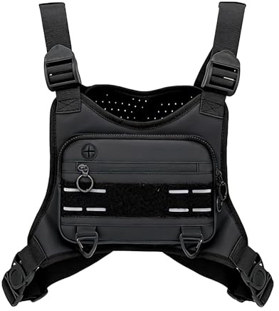 GAESHOW Bolso de pecho para hombre, ajustable, táctico, para hombres y mujeres, impermeable, portátil, para entrenamientos al aire libre, ciclismo, senderismo y deportes, color negro