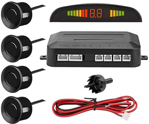 Parkering med bilsensor | Omvänd parkeringsradarsystem för bil med avståndsdetektering av 4 parkeringssensorer, backup LCD-larmringerminnelse