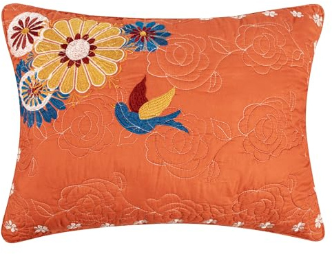 Greenland Home Barefoot Bungalow Topanga Pillow Sham, Standard, Orange