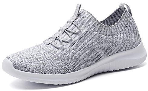 TIOSEBON Women's Lightweight Casual Walking Athletic Shoes Breathable Running Slip-On Sneakers for Jogging Workout 5 US Gray