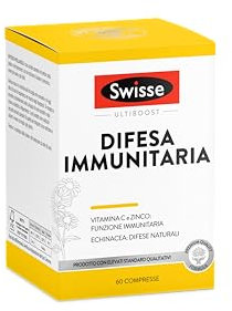 SWISSE Difesa Immunitaria - Integratore Difese Immunitarie con Vitamina C Magnesio Zinco ed Echinacea, Integratori Stanchezza e Affaticamento, Formulazione Multinutriente, 60 Compresse, Made in Italy