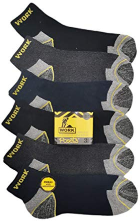 Posets Pack de 6 pares, Calcetines trabajo hombre cortos, Calcetines de trabajo reforzados en talón y punta, Costuras anti rozaduras, Fabricado en España