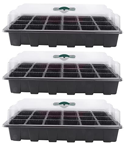 Cabilock 3sets Vassoi per Germinazione dei Semi Cassetta da Giardino per Drenaggio Vassoio per Piantine Coperchio Trasparente Cassetta per Semina e Germinazione Vassoi da Giardino
