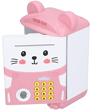 Bancos de Dinero con Bloqueo de código de Huella Digital electrónica para niños, Mini cajero automático con Desplazamiento automático, Hucha, máquina de Contar Historias con un Clic y luz Musical