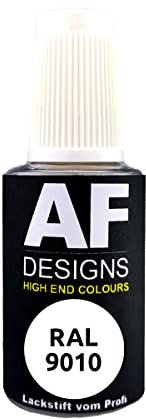 Alex Flittner Designs Pennarello a vernice RAL 9010, bianco puro, opaco, 20 ml, vernice per ritocco acrilico, per legno e metallo, mobili da bagno