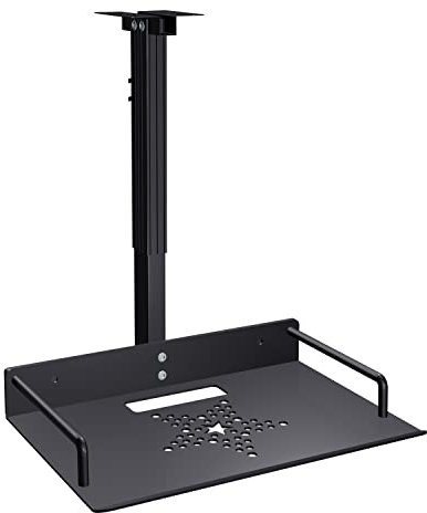Universal Ceiling Mount with Tray, 11.4-22 inches Adjustable, No Hole Installation, Aluminum Alloy, in-Tube Cable Routing, Universal Ceiling Mount for Projector/Camera
