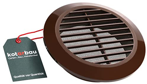 KOTARBAU® Lüftungsgitter ⌀ 125 mm Rund Flansch Braun Belüftung Insektenschutzgitter Lamellengitter Belüftungsgitter Rohranschluss Abluftgitter Gitter Lüftung Kunststoff Wetterschutzgitter