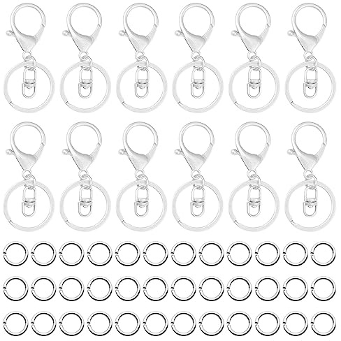 20pcs Lobster Claw Clasps Keychain for Jewelry Making,Metal Lobster Clasp Swivel Trigger Clips with Flat Split Keychain Ring and 100pcs Jump Rings for Purses Keychains Lanyard Handbags(Silver)