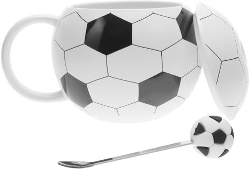 NOLITOY 1 Juego Taza De Té Con Cuchara Copa Pequeña De Balón De Fútbol Tazas De Café Deportivas Taza De Agua De Taza De Café Con Tapa Vaso De Agua Vasos Cerámica Fútbol Americano Oficina