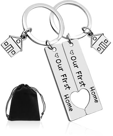 NyxSeat Lot de 2 porte-clés et 1 sac de rangement, porte-clés de pendaison de crémaillère, porte-clés nouvelle maison, convient aux cadeaux de pendaison de crémaillère pour les nouveaux propriétaires,
