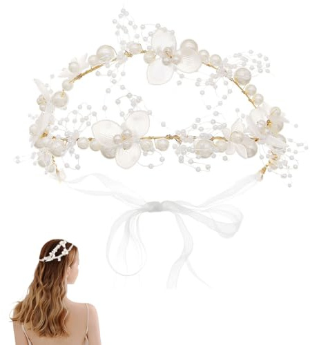 FAIRYGATE Bandeau Poitrine Femme Feuilles Vignes de Cheveux Fleurs de Mariage Bandeaux Bijoux de Cheveu Accessoires de Mariée Coiffure Perlée pour Femmes X04910