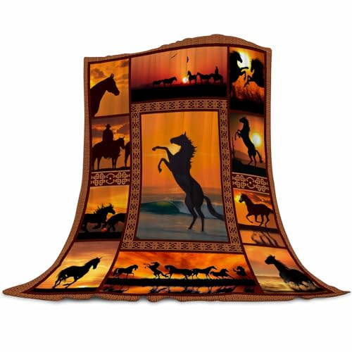 Abaysto Horse Print Throw Blanket, Soft Cozy Flannel Couch & Bed Throw, 150x200cm (60x80 Inch), Horse Lovers Gift for Girls & Women
