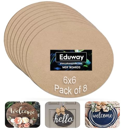 Eduway Tablero redondo de MDF de 15 cm para mandala, Lippan, arte y manualidades de resina, 4 mm de grosor, material de cartón Pof 8 de alta calidad para artistas, arte y manualidades, corte duro en