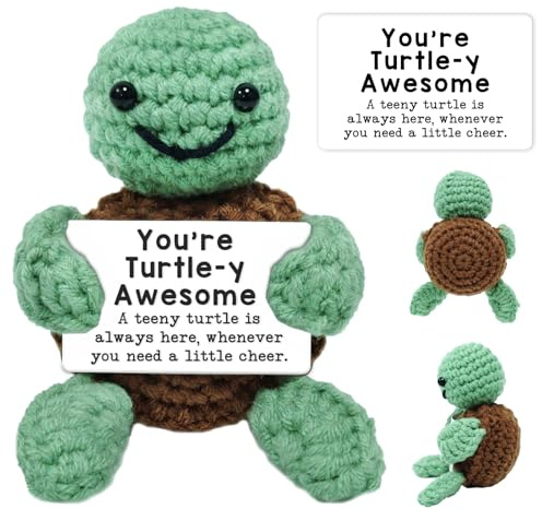 Funny Positive Turtle Gifts,Emotional Support Gift,Handmade Crochet Animals Cute Stuff,Emotional Support Plush for Women Men Birthday Friend Classmate,Christmas Home Desktop Decor,Measuring Spoon