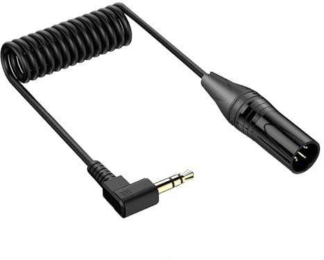 JSADZKJ Rechtwinkliges 3.5mm zu XLR Aux Kabel Spirale 1/8 Zoll Klinke Stereo zu XLR Männlich Kabeladapter für Laptop,Mikrofon,Verstärker 30Cm/0.98Ft (Männlich-zu-Männlich)