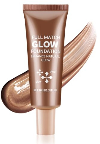 Trucco per fondotinta liquido Boobeen, fondotinta impermeabile con leggera brillantezza, evidenziatore illuminante, fondotinta luminoso in seta per migliorare la luminosità naturale della pelle