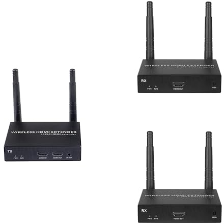 EXVIST 4K@30FPS trådlös HDMI-förlängningssats med 2 mottagare, H.265-kodning, 328 fot lång räckvidd, IR-stöd, trådlös HDMI-sändare för PC, bärbar dator, PS4, YouTube, HDTV