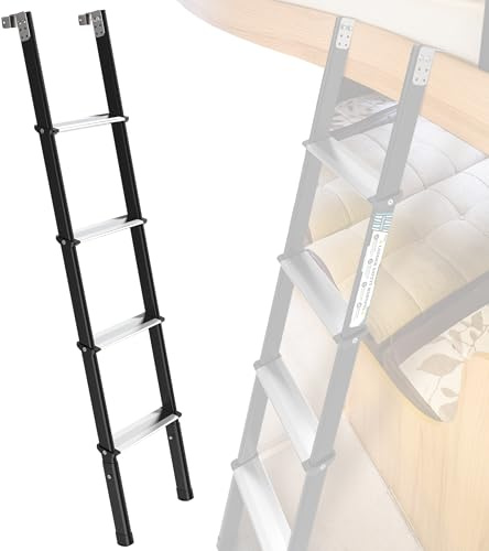 Marudina 660lbs Heavy-Duty Step Ladder:,8-Level Adjustable Bunk Bed Ladder (59-65),Anti-Slip Steel-Aluminum Frame, Fits Campers, Dorms and Kids' Rooms, Compatible with Beds of 57-63 Height
