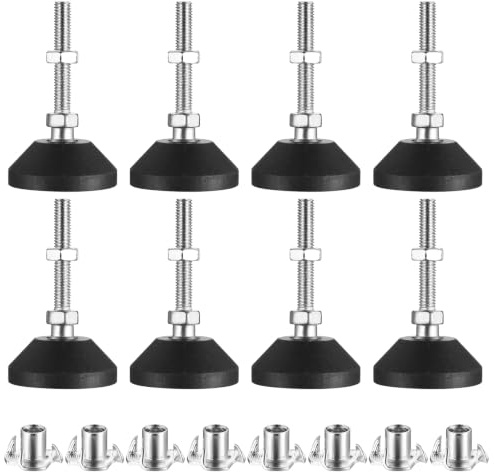 McBlast 8 st M8 justerbara fötter utjämning fötter, justerbara möbler fötter möbelben, M8 x 60 x 50 mm halkfria bordsben för trädgård, kök, stol, skåp, sofffötter, med T-muttrar och muttrar